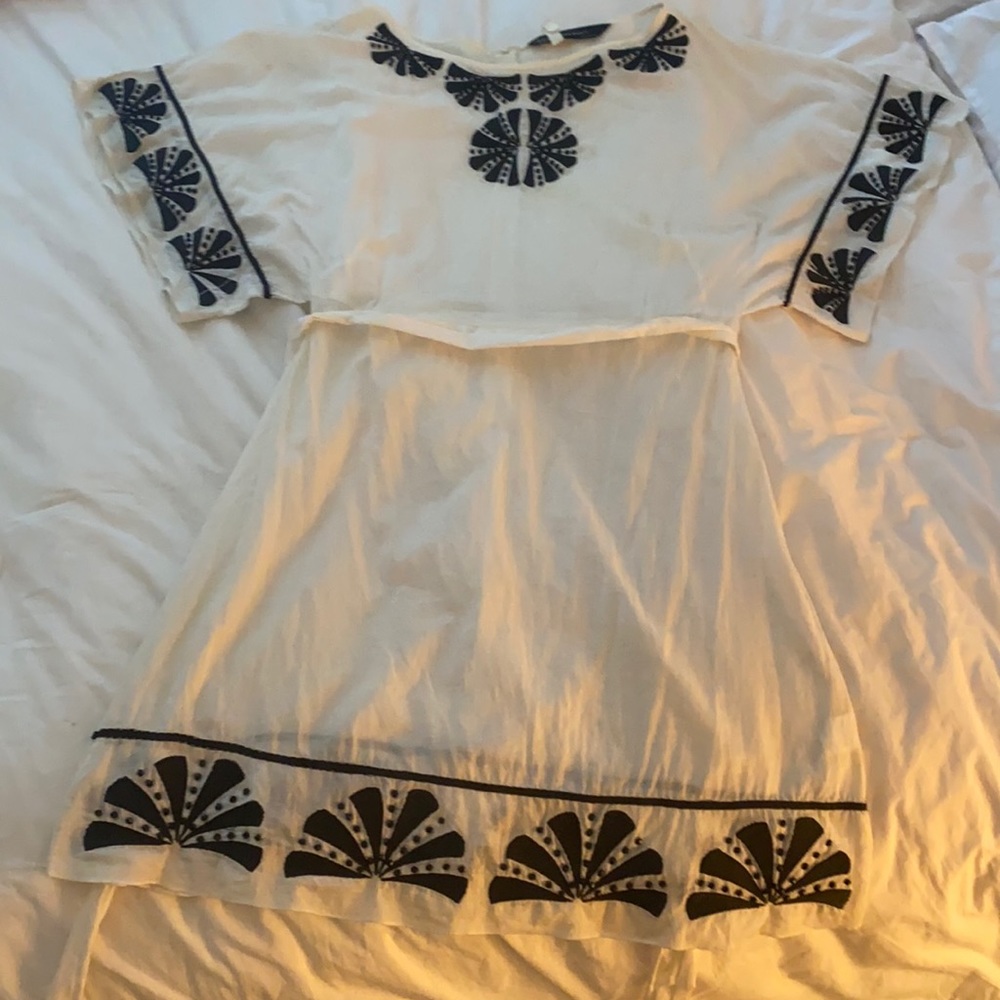 Zara White dress with Black beading